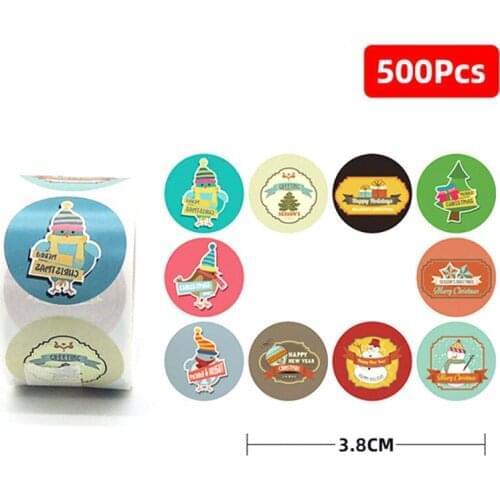 500Pcs 10 Delicate Patterns Christmas Party Thank You Sticker Packaging Gift Box Bag Sealing Sticker Xmas Greeting Cards Decor