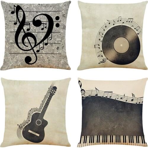 Vintage Art Music Cushion Cover Hoga Decorative Pillow funda cojines 45x45 housse de coussin Nordic Throw Pillow Cover Sofa Car