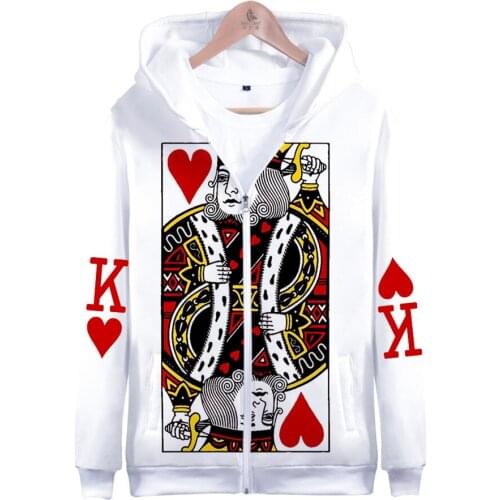 3D Playing Cards Poker Hoodies Children Zipper Hoodie Sweatshirt for Kids Boys Winter Autumn Jacket Coat Clothes