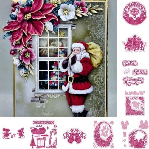 New Father Christmas Rat Celebration Lotus Leaf Lace Cutting Dies Scrapbook Diary Decoration Stencil Embossing Template DIY 2021