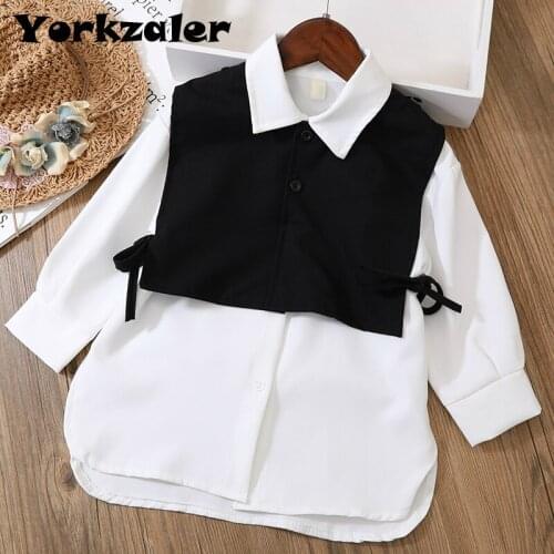 Toddler Girl Fall Clothes 2020 Children Blouse Shirt Casual White Blouse Shirt and Black Vest 2 Piece Clothing Sets