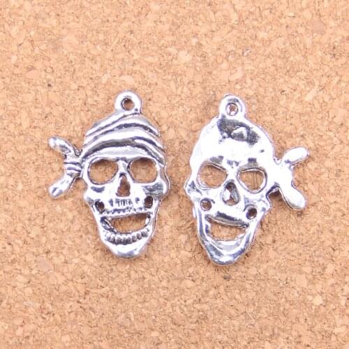 14pcs Charms pirate skeleton skull 27x20mm Antique Pendants,Vintage Tibetan Silver Jewelry,DIY for bracelet necklace