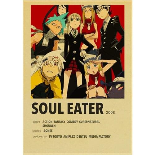 Anime Poster Soul Eater Retro Classic Figure Canvas Painting Japanese Animation Coffee House Bedroom Decoration Wall Art Picture