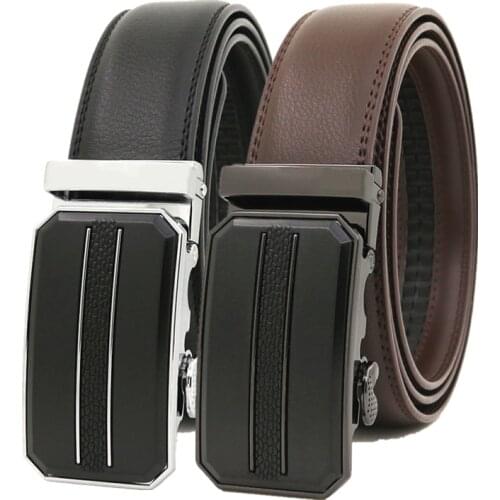 LannyQveen Mens Automatic Buckle Belt PU Leather Belts For Men Fashion Male Ratchet Belts wholesale free shipping