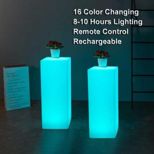 Remote Control Luminous LED Square Pillar Column Wedding Etiquette Hotel Banquet Corridor Lamp Decorative Rechargeable FloorLamp
