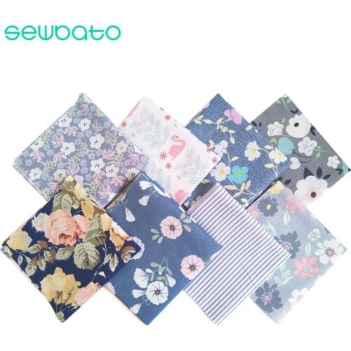 SEWBATO 160x100cm Pure Cotton Plain Fresh Floral Fabric Make Bedding Pajamas Clothes Curtain Fabric