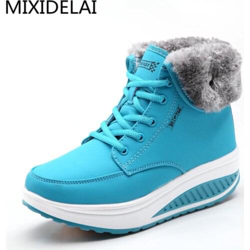 Winter Female Plus Velvet Swing Shoes Snow Platform Boots Women Thermal Cotton-padded Shoes Flat Ankle Boots