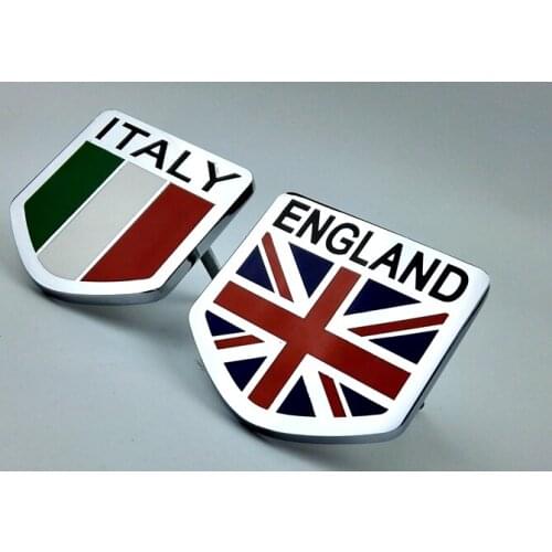 1piece Metal quality Car Grille emblem with England/France/Germany/Italy National flags patterns for all car makers decoration