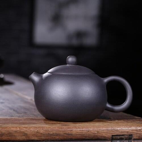 Yixing Purple Sand Pot Genuine Handmade Raw Mine Black Mud Xishi Pot Kungfu Teapot Set Wholesale One Substitute