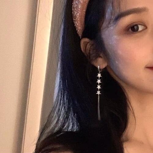 925 Sterling Silver Fashion Sequins Long Snake Bone Fringed Drop Earring French Long Earring Sweet Modified Face Female Ear Jewe