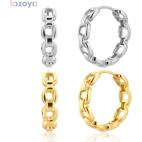 Lozoya 925 Sterling Pendiente Luxury Silver 20mm Huggies Chains Hoops 25mm Luxury Women Fashion Jewelry Clips Piercing Jewels