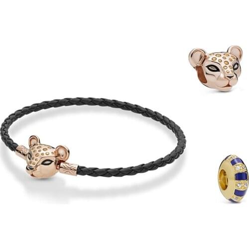 Summer New Style Fashion High Quality S925 Sterling Silver Rose Lioness Charm Suitable for Women Bracelet Bracelet DIY Jewelry