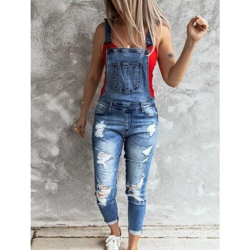 Denim Overalls for Women 2021 Ripped Jeans Woman Jumpsuit Elastic Denim Pants Suspender Trousers Jean Femme Streetwear Mujer XL