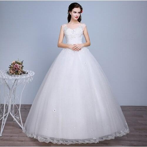 Wedding Dresses Illusion V-Neck Sleeveless Embroidery Tulle Lace Sequined Crystal Backless Luxury Vintage Women Bride Gown GB102