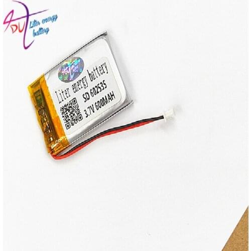 10 x 3.7V 600mAh 602535 Lithium Polymer LiPo Rechargeable Battery JST 1.25mm 2pin connector For Mp3 GPS bluetooth Camera watch