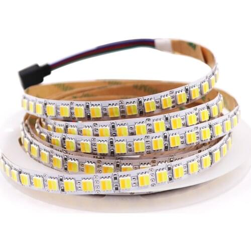 DC 12V CCT LED Strip 5050 120LEDs/m 60leds Warm White +Cool White Flexible Rope Ribbon Tape LED Light Strip 5m