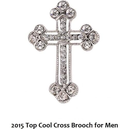 2015 New Fashion Rhinestone Brooch Pins,Cool Men Cross Brooches for Men Broche Vintage Scarf Buckle Pin Brouch Broach Accessory