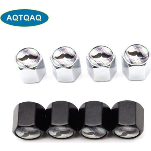 4 Pcs/Set Zinc Alloy Mustache Style Tire Valve Stem Cap Tire Wheel Stem Air Valve Caps for Auto Cars