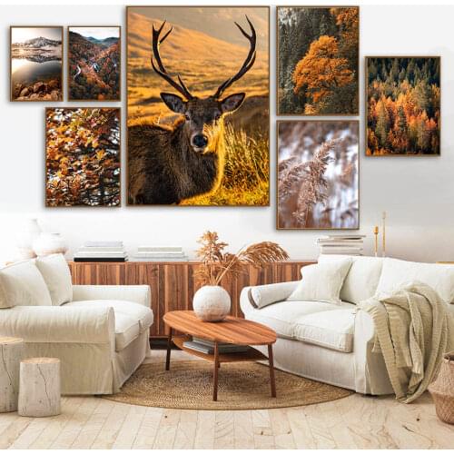 5d Diy Diamond Painting Animal Deer Square/round Diamond Embroidery Autumn Landscape Cross Stitch Mosaic Home Decoration