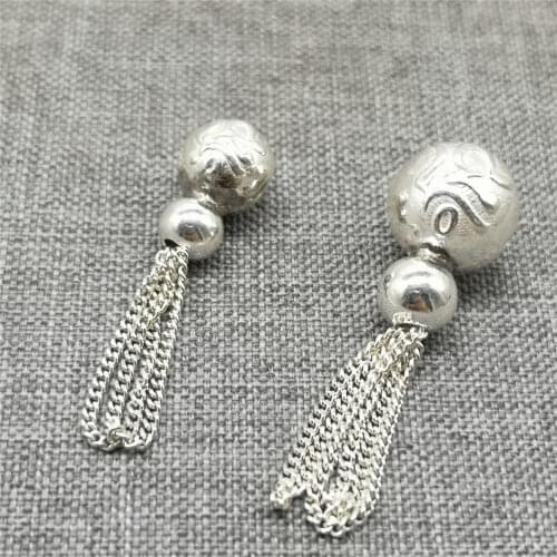 925 Sterling Silver Om Tassel Charm w/ Gourd Shape for Necklace Bracelet