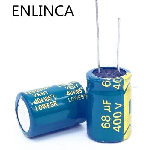 12pcs/lot 68UF 400V 68UF High-frequency Low-impedance Aluminum Electrolytic Capacitor Size 16*20MM 20