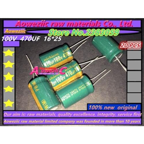 Aoweziic {20 PCS} 100V 470UF 16*25 high frequency low resistance long life electrolytic capacitor 470UF 100V 47x25