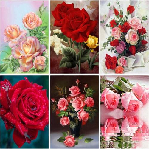 AZQSD DIY 5D Diamond Painting Flower Full Square Drill Picture Of Rhinestones Diamond Embroidery Sale Rose Handmade Gift