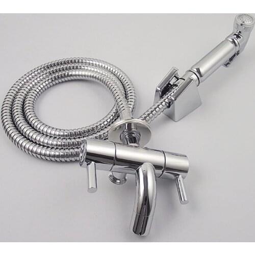 Chrome Solid Brass Bidet Hand Sprayer Toilet Shower Head Bidet Sprayer Head shower double mode jet and soft gun nozzle bidet
