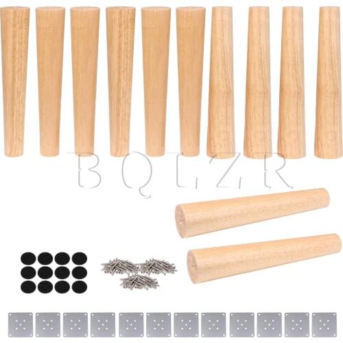 BQLZR 12pcs Tapered Wooden Furniture Legs 30x6x3.5cm for Cabinets Wood Color
