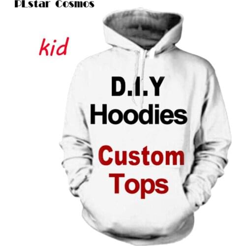 PLstar Cosmos DIY boy girl personalized full print 3d hoodies kids / girl pullover sweatshirt hoodies customize Plus size S-5XL