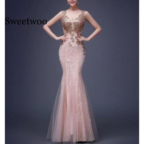 2020 V-Neck Beaded Long with Appliques gowns Mermaid Dresses vestido de dresses party dresses