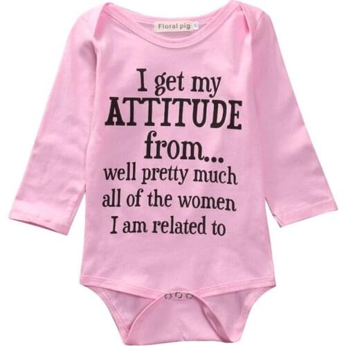 Newborn Infant Baby Girls Bodysuit Cotton Letters Print Long Sleeve Jumpsuit Clothes Outfits