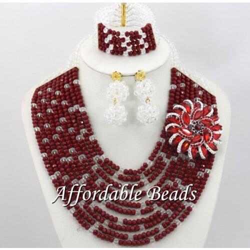 Red And White Nigerian Bridal Jewelry Set Latest Dubai Gold Jewelry Set New Items Wholesale Free Shipping BN605