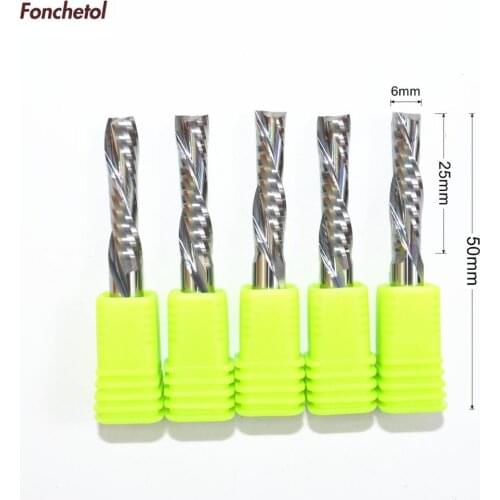 6mm*25mm-2 flutes down cut engraving milling cutter,woodworking router bit,cnc solid carbide tool,PVC,wood,left spiral end mill