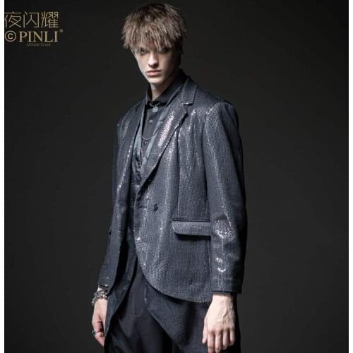Free shipping new mens male Autumn shine unique sequin jacquard fashion casual suit jacket blazer personality BY203106202