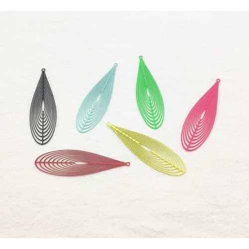 New arrival! Mix color 55x16mm 50pcs Copper drop-shape surface painting Charm for earrings,Earring parts,jewelry findings