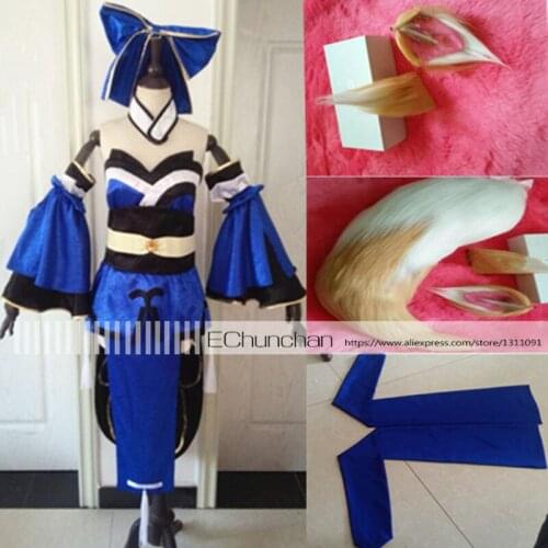 Full Set Fate/Extra CCC Caster Tamamo no mae Costume Halloween Party Cosplay Costumes includes Tail and ear