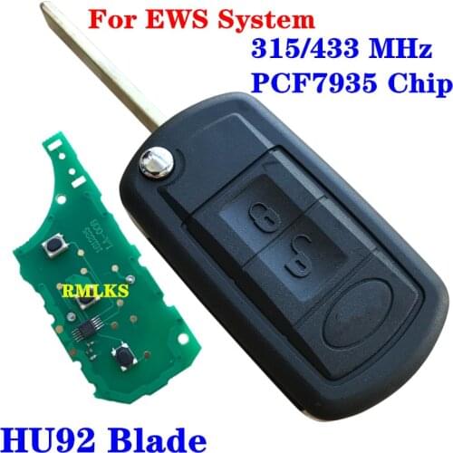 Flip Remote Car Key For Land Rover Vogue For Range Rover 315MHz 433MHz PCF7935 ID44 Chip For BMW EWS Remote Key Uncut HU92 Blade