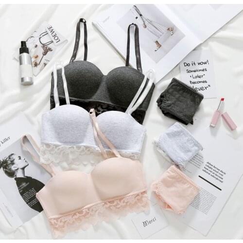 Smooth Lace Padded Push Up Women Bras Set Women Bra Briefs Sets Lace Hollow Underwear Suit