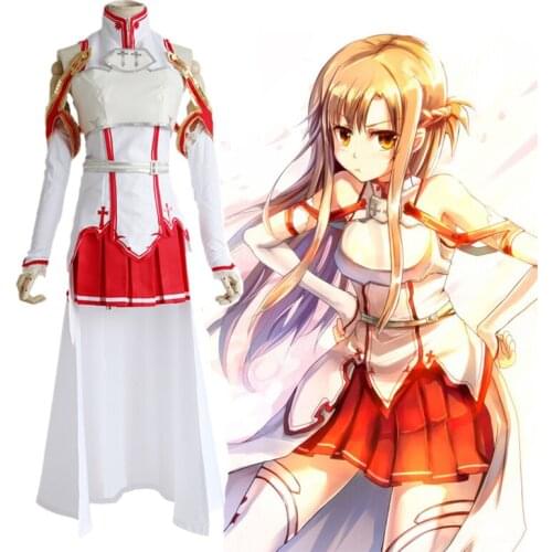 Anime Sword Art Online Cosplay Costumes Asuna Yuuki Cosplay Costume White Combats Uniform Halloween Party Women Cosplay Costume
