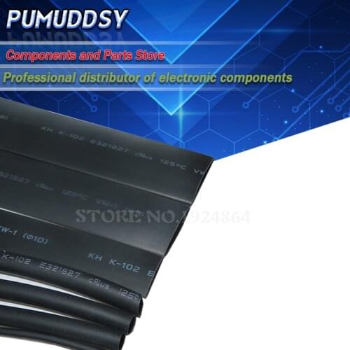 5 Meters Heat shrinkable tube 7mm 8mm 9mm 10mm 11mm 12mm 13mm 14mm 15mm 16mm Black Insulation Sleeve