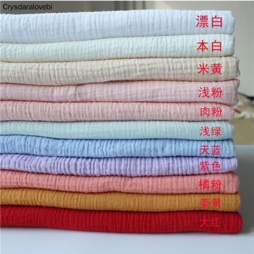 Fabric Drape Cotton and Linen Double Gauze Crepe Baby Clothes Fabric Ladies Skirt Sleepwear Fabrics 100x135cm