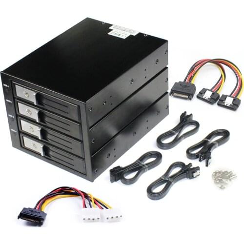 TOOLFREE 4 Bay 3.5" SATA/SAS 6Gbps Hard Drive Tray Built-in NSS Connector with SATA 15pin Power Cable Hard Disk Extraction Box