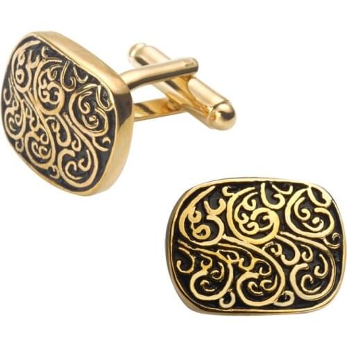 High quality gold Cufflinks retro pattern shirt Cufflinks Wedding 3 pair pack sale