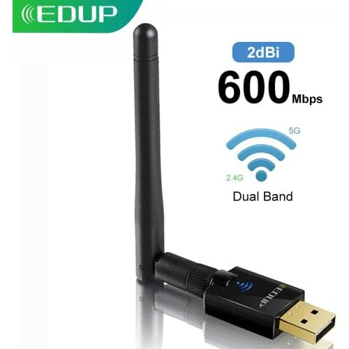 EDUP 5ghz Usb Wireless Wi-fi Adapter 802.11ac 600mbps Wifi Antenna 2dbi Wifi Receiver USB Ethernet Adapter Network Card 2.4/5ghz