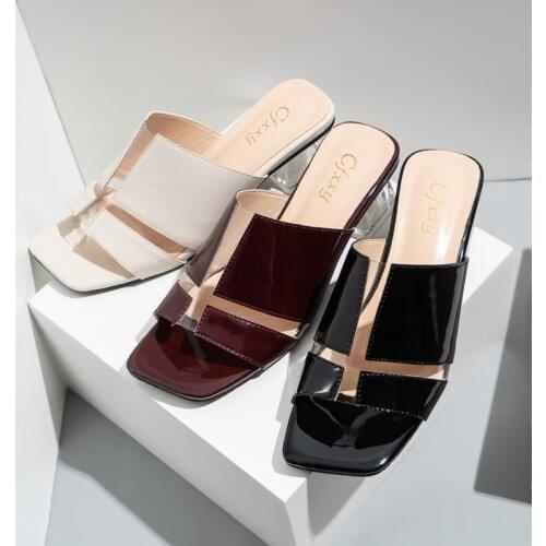Pumps Womens Mules Shoes Summer New 2021 Square Heel Woman Hit Trendy Heels for With Thick Mule Small Block Sexy Beautiful on