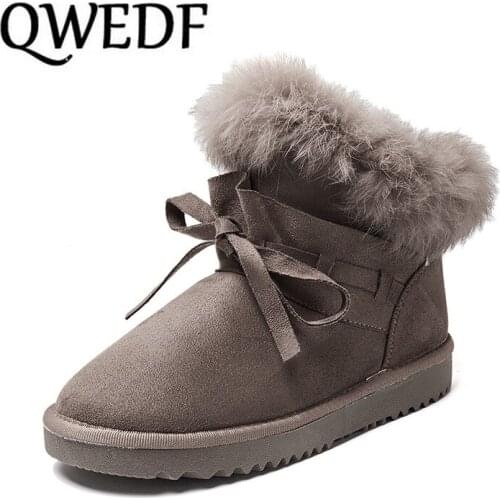 2019 Women Snow Boots Winter Fur Ankle Boot Female Warmer Plush Suede Rubber Flat Slip On Fashion Platform Ladies Shoes X14-67