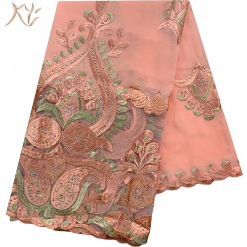 Hot Sale Muslim African Women Dubai Scarf Big Size Embroidery Chiffon splicing with Net Women Hijab Scarf Sc-61