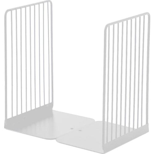 CPDD 1 Pair Bookend Book Stand Support Simple Iron Desktop Non Slip Rack Shelf Holder