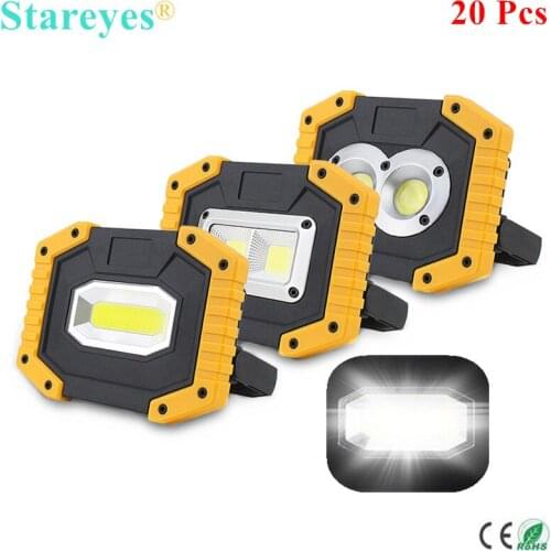 20 Pcs Portable COB LED Floodlight 20W Rechargeable Flood light Outdoor lamp flashlight torch optional purchase 18650 battery
